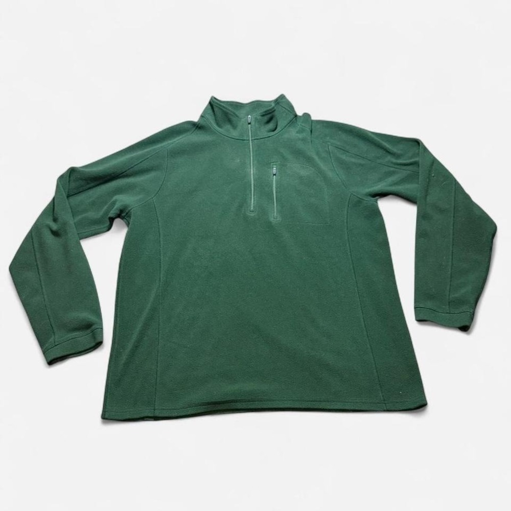 L.L Bean Men's Green Fleece Pullover Quarter Zip Sz L